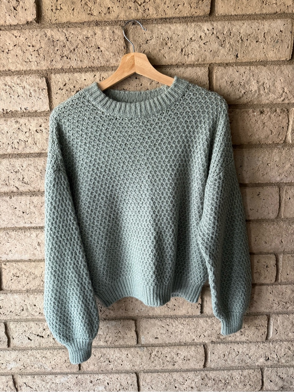 Abercrombie & Fitch Sage Green Textured Crewneck Sweater